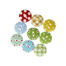 Gingham Painted Wooden Buttons In Mixed Colours (15mm X 25pcs Pack) Perfect