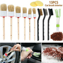 13pc Car Detailing Brush Kit Boar Hair Vehicle Auto Interior For Wheel C JNR