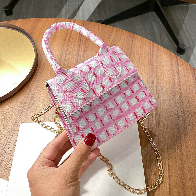 Fashion Printed Women Shoulder Bag PU Leather Chain Mini Totes Handbag (1)