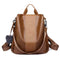 Pure Color Knapsack Women Large Backpacks Anti-theft Rucksack (Light Brown) SN9F