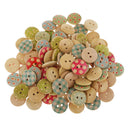 100Pcs 15mm Printed Wooden Handmade Buttons Sewing Clothing Accessories DIY