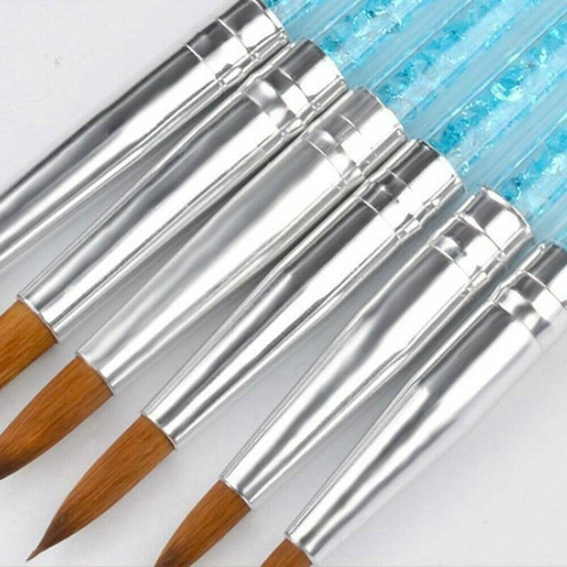 6 PC 100% Pure Kolinsky Acrylic Crimped Nail Brush 13mm/15mm/16mm/17mm/20mm/23mm