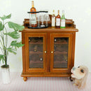 Modern 1/12 Scale Cabinet with Doors + Wine Rack + Wine Glasses Cups Set for