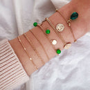 6x Boho BraceletSet Women Blue Water Drop Beads Alloy Chains Bangle JewelryJR