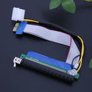 PCI-E 1X to 16X Extender Cable Riser Card Adapter Auxiliary Power Supply