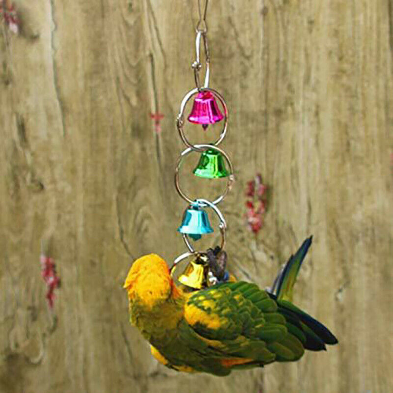 5pcs Bulk Bird Parrot Toys Hanging Bell Pet Cage Hammock Swing Wooden Lot Set