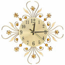 Modern Crystal Diamond Wall Clock, Luxury Flower Wall Clock Silent Metal Cl