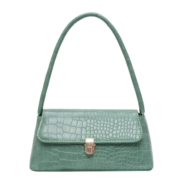 Alligator Pattern Women Handbags Leather Retro Shoulder Totes Bag (Green)