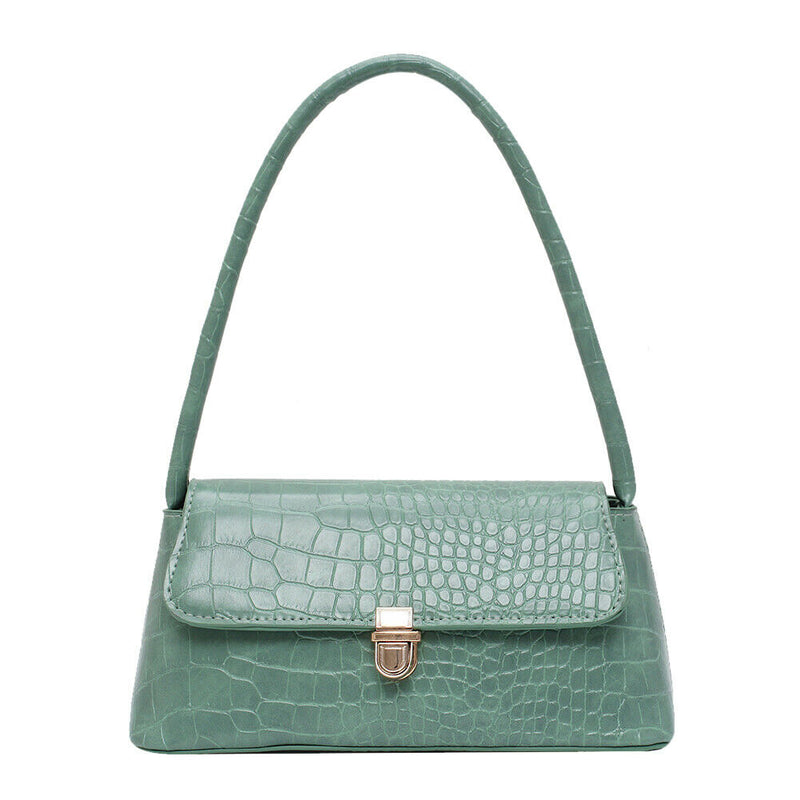 Alligator Pattern Women Handbags Leather Retro Shoulder Totes Bag (Green)