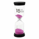 1 Pink Glass + Sand 15 minute tick time Hourglass With packaging 13*4.3CM