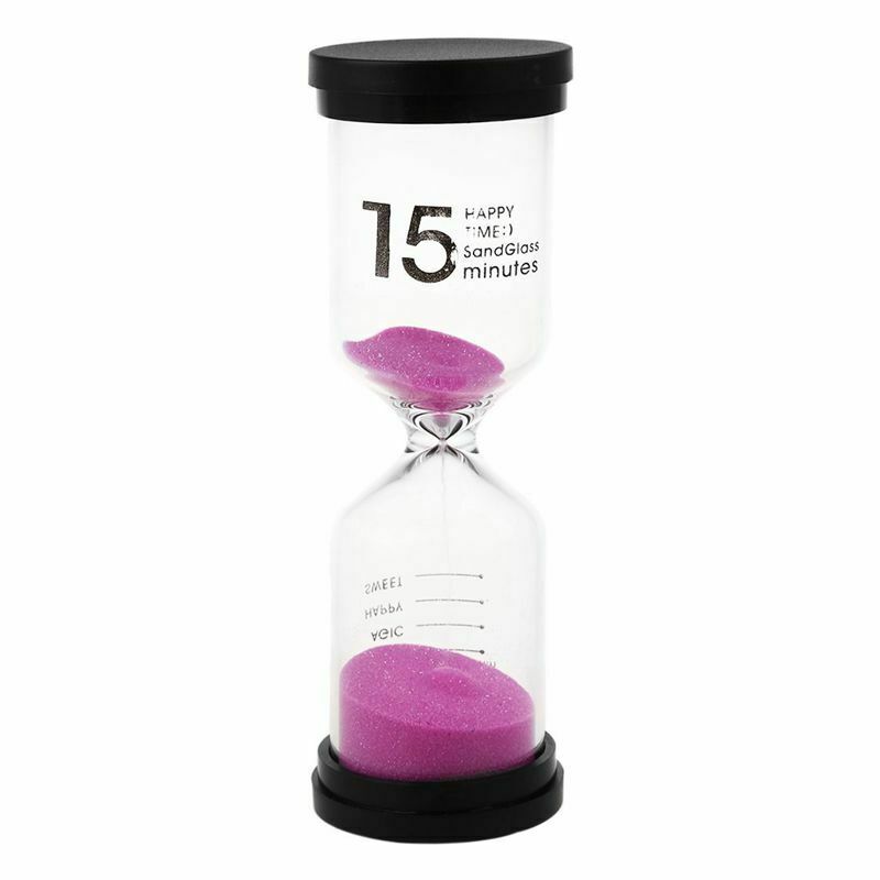1 Pink Glass + Sand 15 minute tick time Hourglass With packaging 13*4.3CM