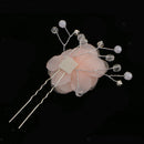 2pcs Wedding Bridal Lace Flower Crystal Beads Pearls Hairpins Hair Clips