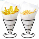 2-Piece French Fry Stand Cone Basket Holder For Fries Fish And Chips And Ap