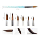 6Pcs/set Nylon Hair Nail Brush Blue Rhinestone Handle Kolinsky Acrylic Brus X3J0