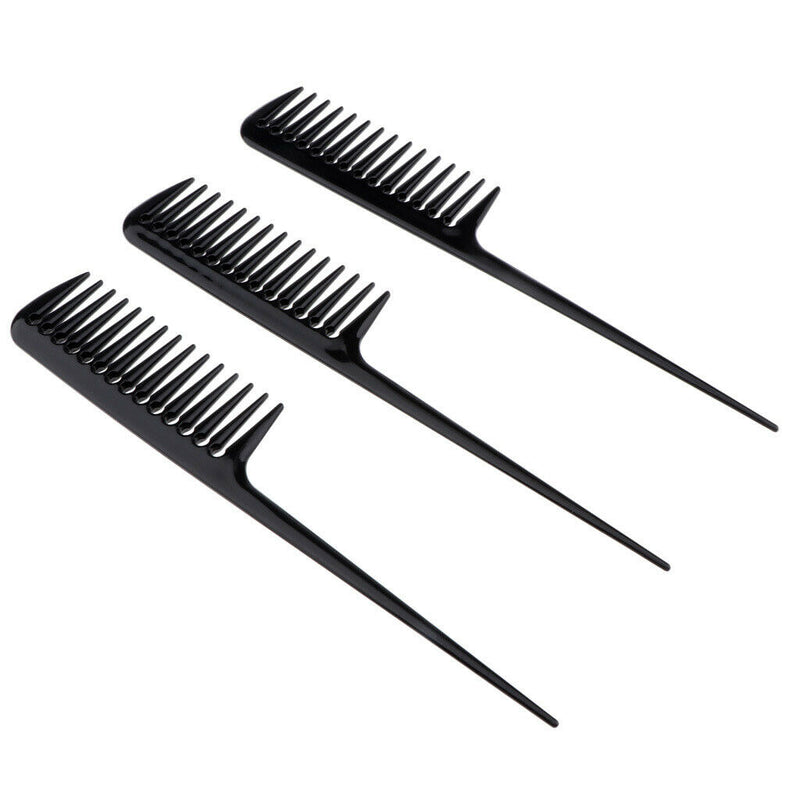 3Pcs Barber Plastic Hair Teasing Comb Lifting Back Combing Brush Rat Tail