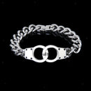 Mens Curb chain Sliver Tone 316L Stainless Steel Handcuff Bracelet