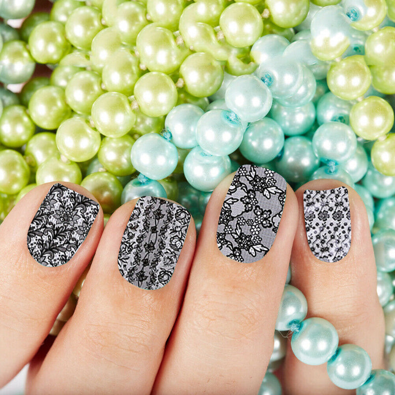 20pcs Removable Nail Stickers Set Lace Starry Sky Transfer Decals Manicure Decor