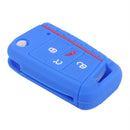 BLUE 4 Button Silicone Remote Key Cover Fob Case fit for VW Golf Polo 2017