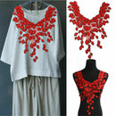 Large Red Flower Lace Embroidery Venise Neckline Motif Collar Patches Applique