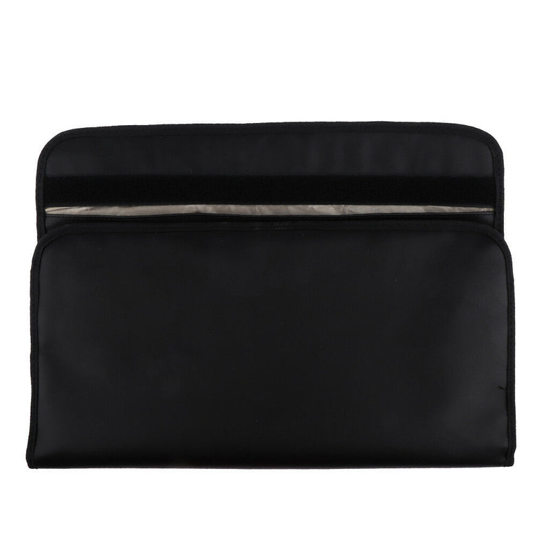 Black Leather Faraday Laptop Tablet Case Bag Signal Shield 16.1 x 15.4in