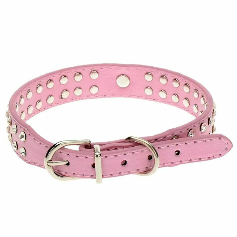 1pcs 2 Rows Bling Rhinestone Cat Puppy Collar Necklace Bling Heart Studded