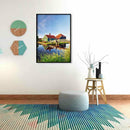 Diamond Painting Modern Houses By Lake DIY Full Round Wall Picture 30x40cm