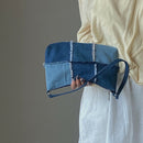 Elgant Splicing Denim Underarm Bag Casual Women Shoulder Top-handle Purses