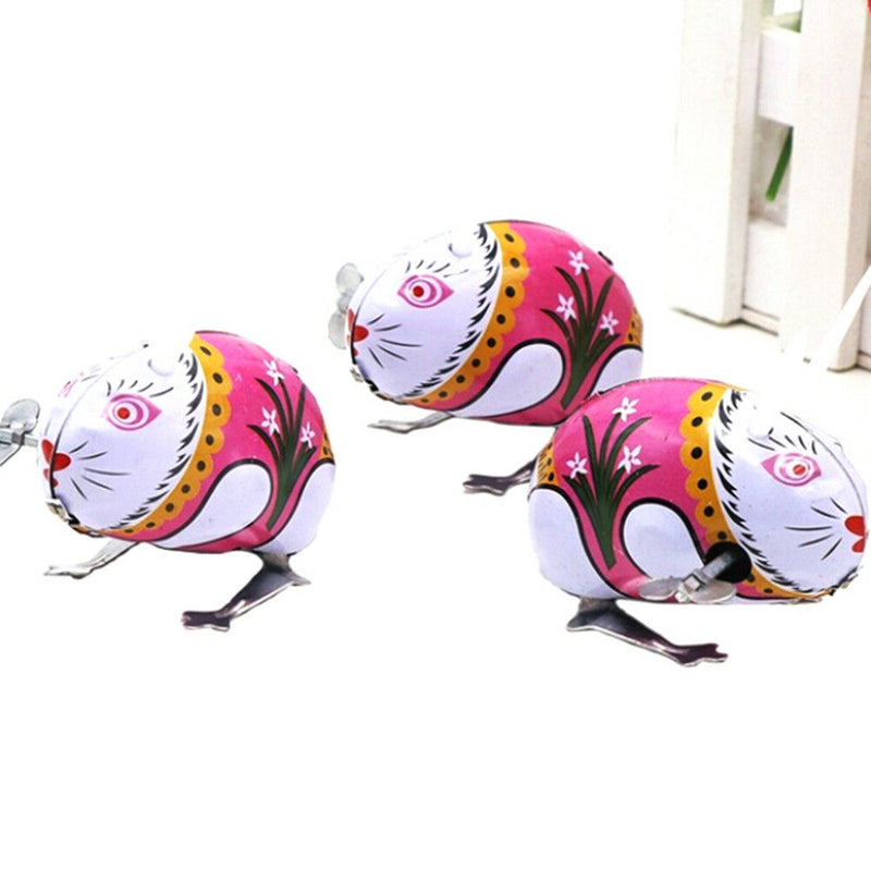 1Pc cute tin wind up clockwork toys jumping rabbit classic t3c