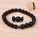 Mens Black Tourmaline Matte Agate Stone Protection Yoga Beaded Stretch Bracelet`