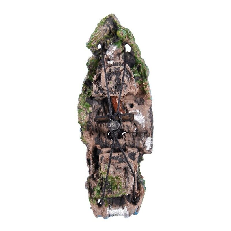 Fish Tank Cave Decoration Aquarium Ornament Wreck Sunk Ship Sailing Boat