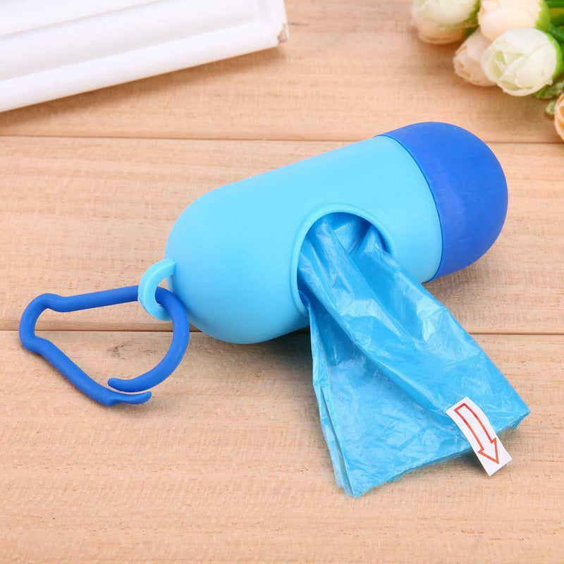 Pet Dog Garbage Clean up Bags Holder Dispenser + Poop Bags Set(Blue)