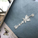 Body jewelry for girls, transparent heart twirl zirconia, navel ring belly