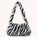 Animal Pattern Underarm Bag Women Mini Plush Shoulder Handbags Purse (4)