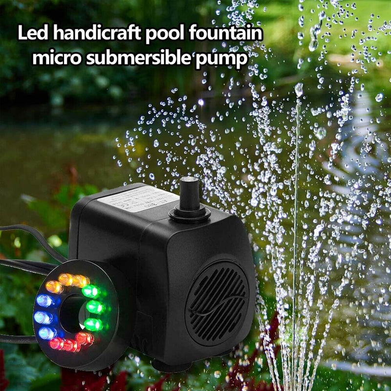 12 LED Light 15W Aquarium Fountain Pump Fish Tank Submersible Water Pump