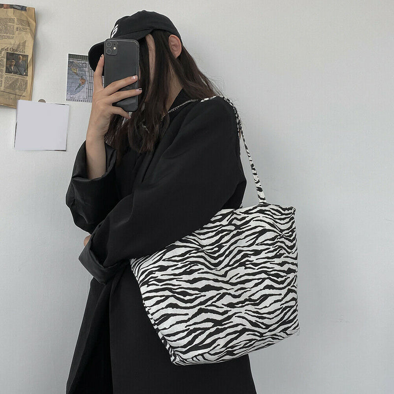 Zebra Animal Pattern Handbags Women Large Capacity Portable Totes Lady Shoulder