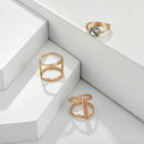 3pcs Simple Geometric Rhinestone Knuckle Ring Women Wedding Jewelry Gift A