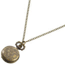 Round Quartz Pocket Watch Bronze Necklace Saudi number Hollow Flower O6E4
