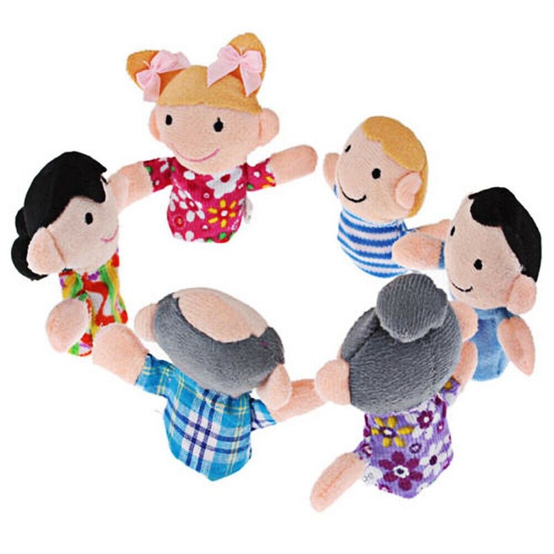 6pcs Baby Kids Plush Cloth Play Game Learn Story Family Finger Puppets Toys