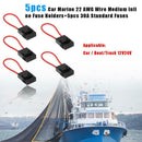 5pcs 22 AWG Wire Medium Inline Fuse Holders with 5pcs Fuses for Car Marine
