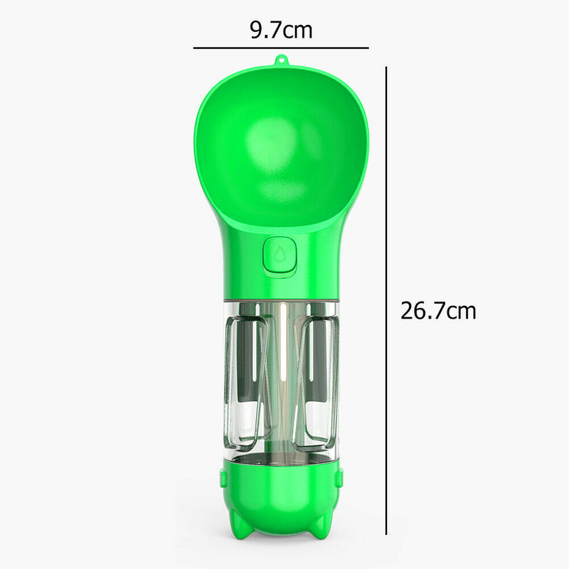 Multi-function Portable Pet Water Bottle Small Dogs Drinking Bowl (Green)