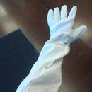 1 Pair Beekeeper Gloves Cotton Leather Apiculture Anti Bee Sleeves (White) A