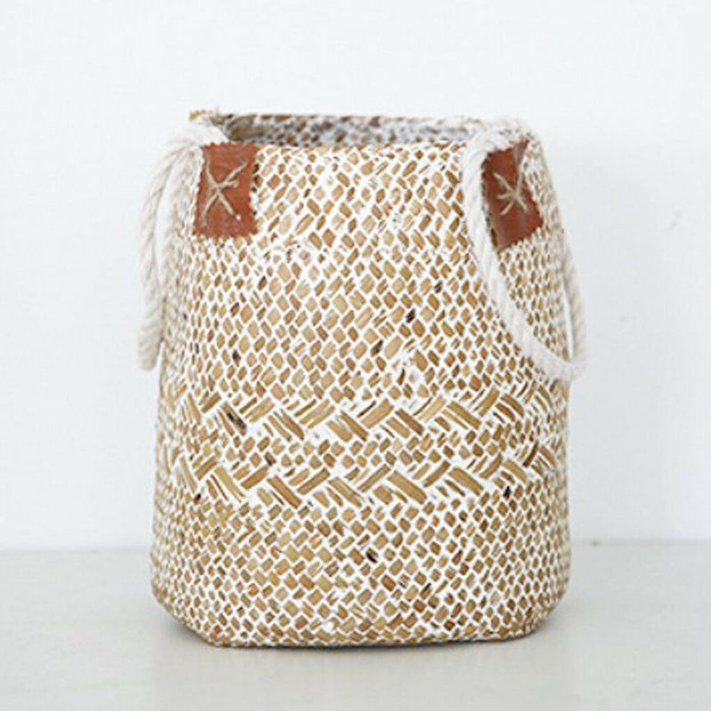 Woven Seagrass Basket Garden Indoor Planter Pot Holder Window Box White S