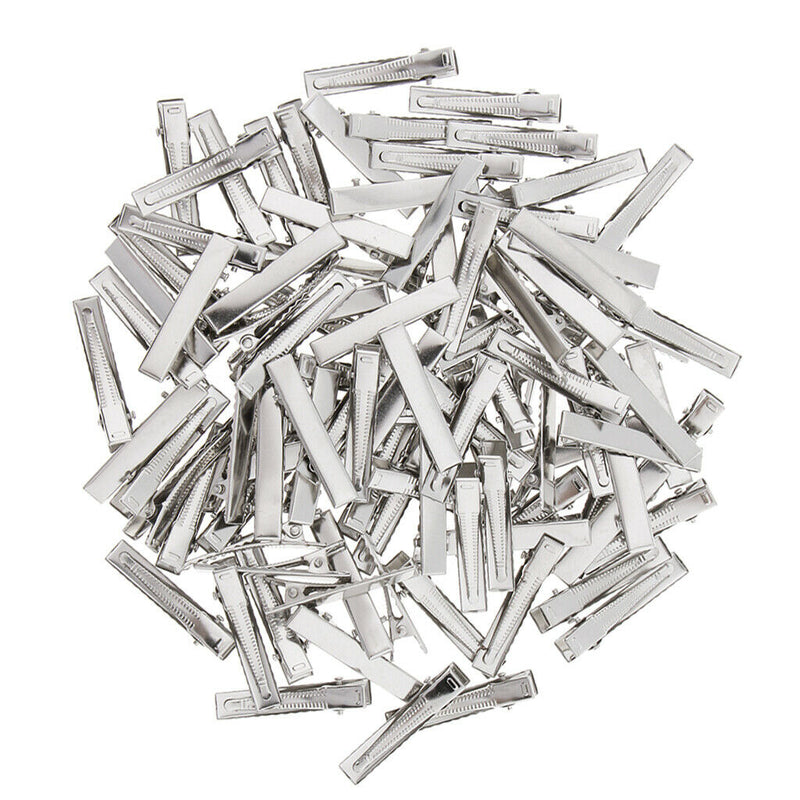 100x Crocodile Metal Hair Clips Teeth Prong DIY Hairbow Duckbill Barrette