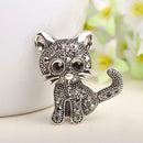 Cute Cat Kitten Crystal Brooch Collar Pin Badge Women Jewelry Animal Gift H6M6