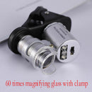 1* New 60X Mini Clip LED Microscope Magnifier Loupe UV Currency Detector HCC