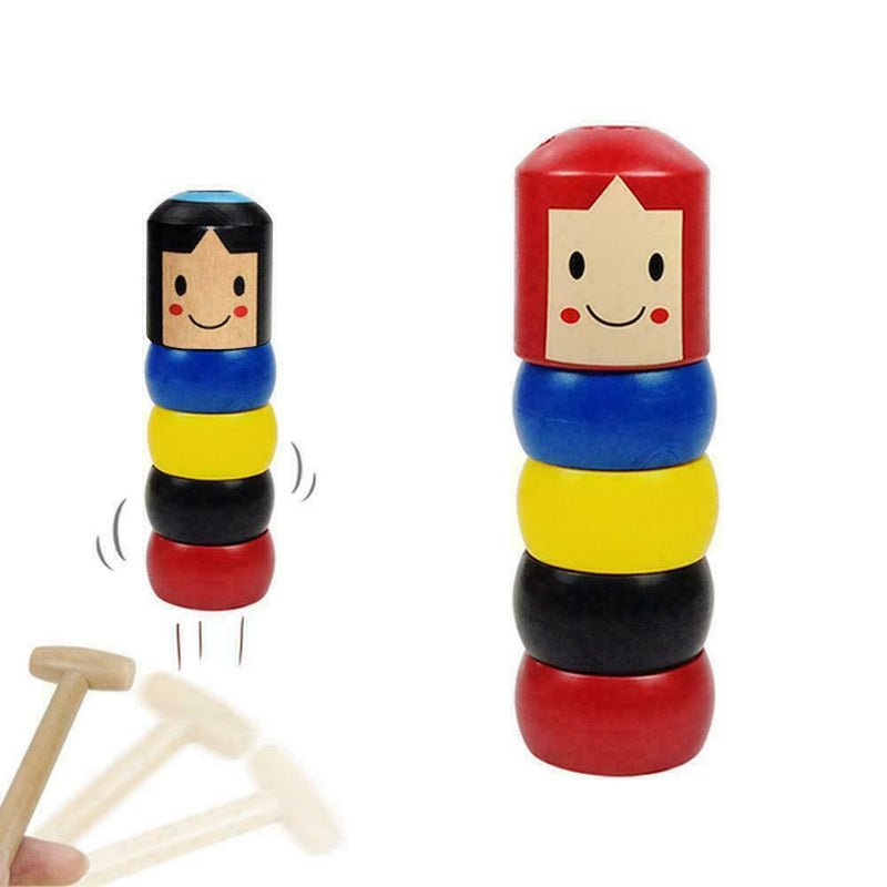 Immortal Daruma Small Wooden Man Stubborn Unbreakable Wood Game Magic S8T2