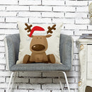 Retro Christmas Print Pillow Case Linen Pillowslip Sofa Cushions Cover (B)