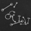 10pcs Clear Acrylic Tongue Rings Lip Studs Hoop Barbells Invisible Body Jewelry