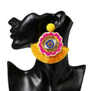 Bohemian Dangle Earrings Beaded - Colorful Handmade Eye Oversized Drop Earr
