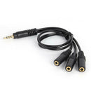 3.5mm 3-Pole Plug to 3 Way Stereo Audio Headphone Splitter Adapter Cable A